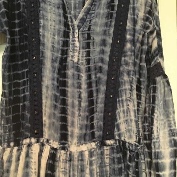 Romeo & Juliet large blue multi colored Couture Long Sleeve Dress open f… - Picture 8 of 10